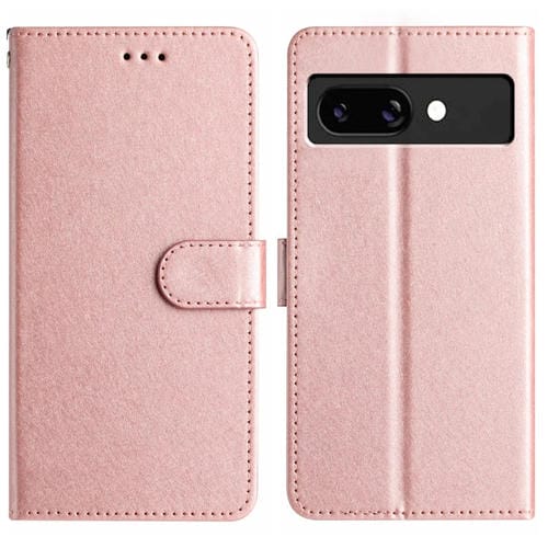 Funda de Cuero con Tapa Horizontal y Textura de Seda para Google Pixel 9A (Oro Rosa)