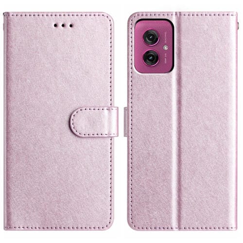 Funda de Cuero con Tapa Horizontal y Textura de Seda para Motorola Moto G55 (Rosa)
