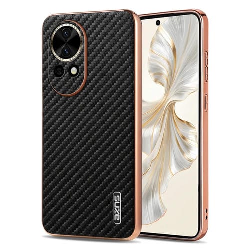 Funda para Teléfono Azns con Textura de Fibra de Carbono y Borde Galvanizado para Huawei Nova 13/Nova 12 (Negra)