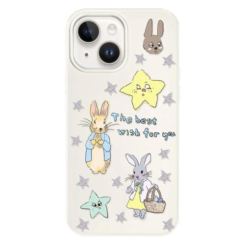 Funda Híbrida TPU y Policarbonato para iPhone 15 con Tacto Sedoso (Beige Star Rabbit)