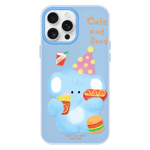 Funda híbrida TPU y PC iPhone 14 Pro Max Tacto agradable (Azul Elefante Hamburguesa)