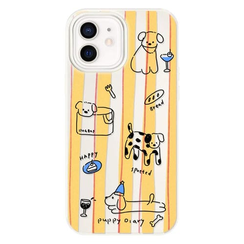 Funda híbrida TPU y PC iPhone 11 línea de dos colores (Perro Blanco)