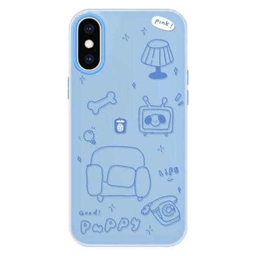 Funda híbrida TPU y Policarbonato iPhone Xs Max Tacto Sedoso (Puppy Blue)