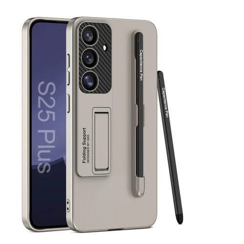 Estuche para Teléfono Gkk Ultrafino con Ranuras para Bolígrafo y Lápiz Óptico para Samsung Galaxy S25+ 5G (Gris Titanio)