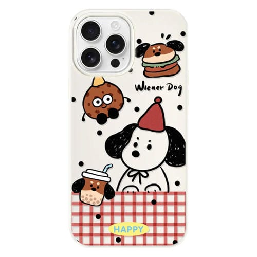 Funda Híbrida TPU Policarbonato para iPhone 15 Pro Tacto Gelatina (Beige Diseño Hamburguesa y Perro Salchicha)