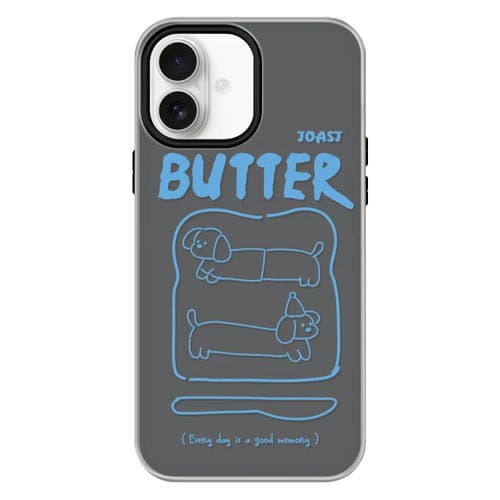 Funda híbrida TPU Policarbonato iPhone 16 Plus (Bread Line Dog Black)