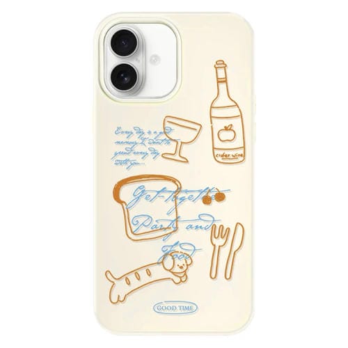 Funda híbrida TPU Policarbonato iPhone 16 Plus Party Line Dog White
