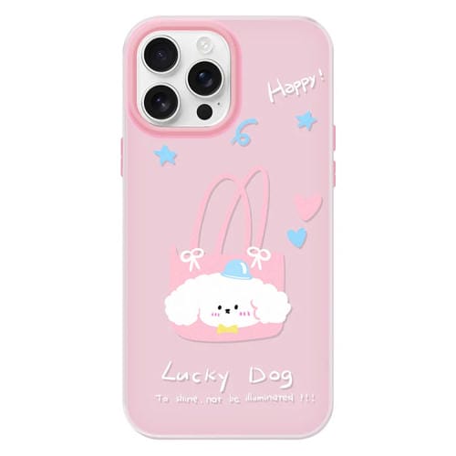 Funda híbrida TPU y Policarbonato iPhone 12 Pro Bolso de Mano Perro (Rosa)