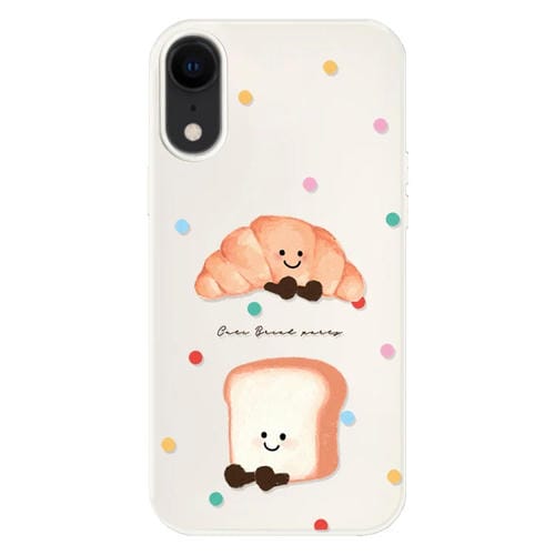 Funda híbrida TPU y Policarbonato iPhone Xr Pan con Lunares (Blanco)