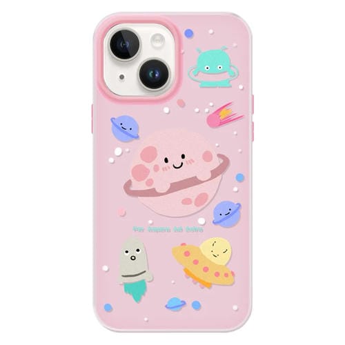 Funda híbrida TPU y PC iPhone 14 Plus con Tacto Sedoso (Rosa Planeta)