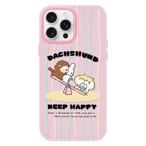 Funda híbrida TPU policarbonato iPhone 16 Pro con tacto gelatina (Seesaw Animal Pink)