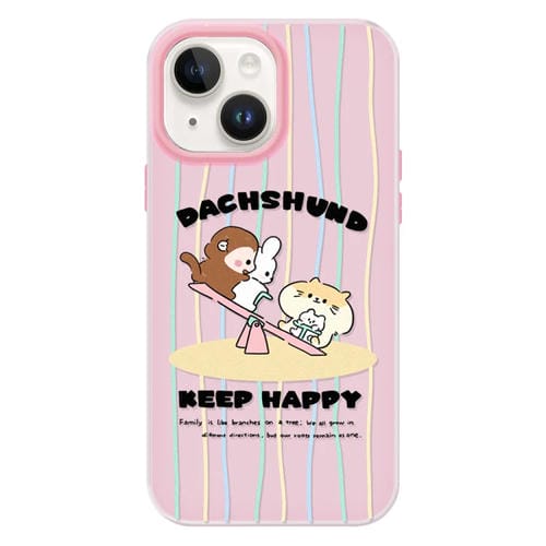 Funda híbrida TPU y PC iPhone 14 Plus Tacto Sedoso (Seesaw Animal Pink)