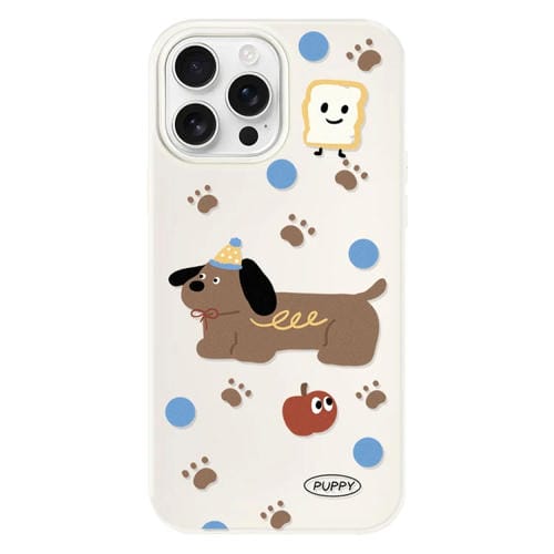Funda híbrida TPU y PC iPhone 13 Pro Max con Tacto Sedoso (Cachorro Marrón y Blanco)