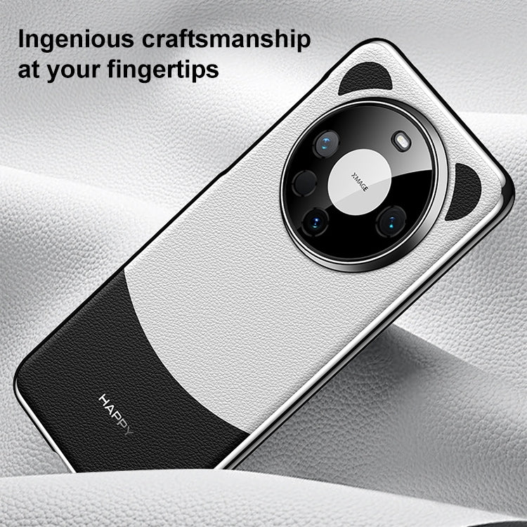 Funda de Cuero Huawei Mate 60 Pro Panda 2 para Teléfono (Negro y Blanco)