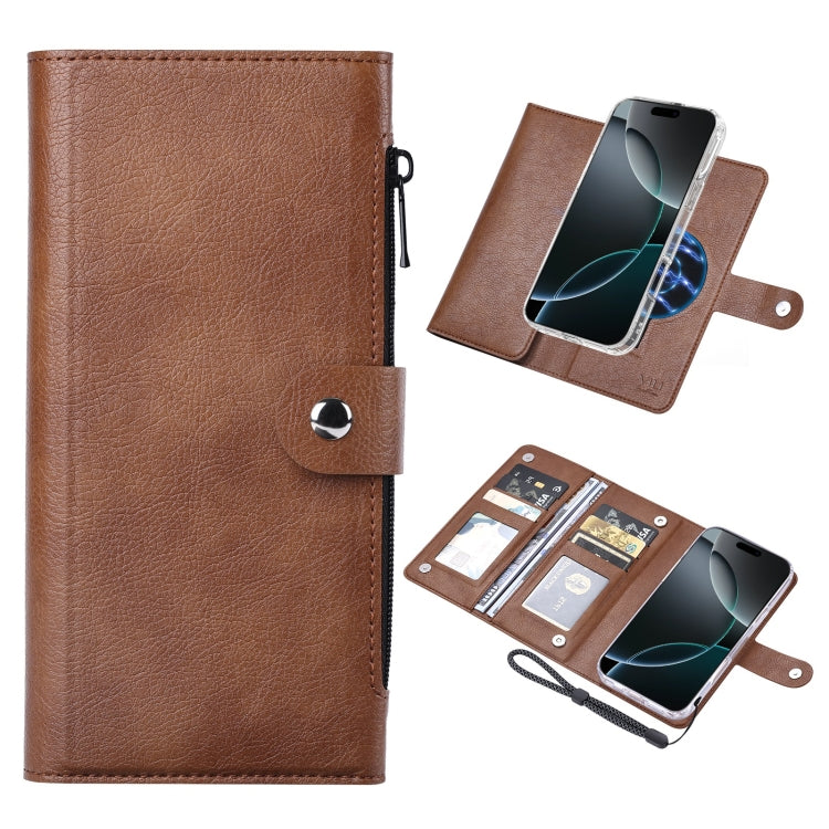 Funda de Cuero Vili Gvs-C Series para iPhone 16 Pro Max con Tapa Magnética Rfid Magsafe (Marrón)
