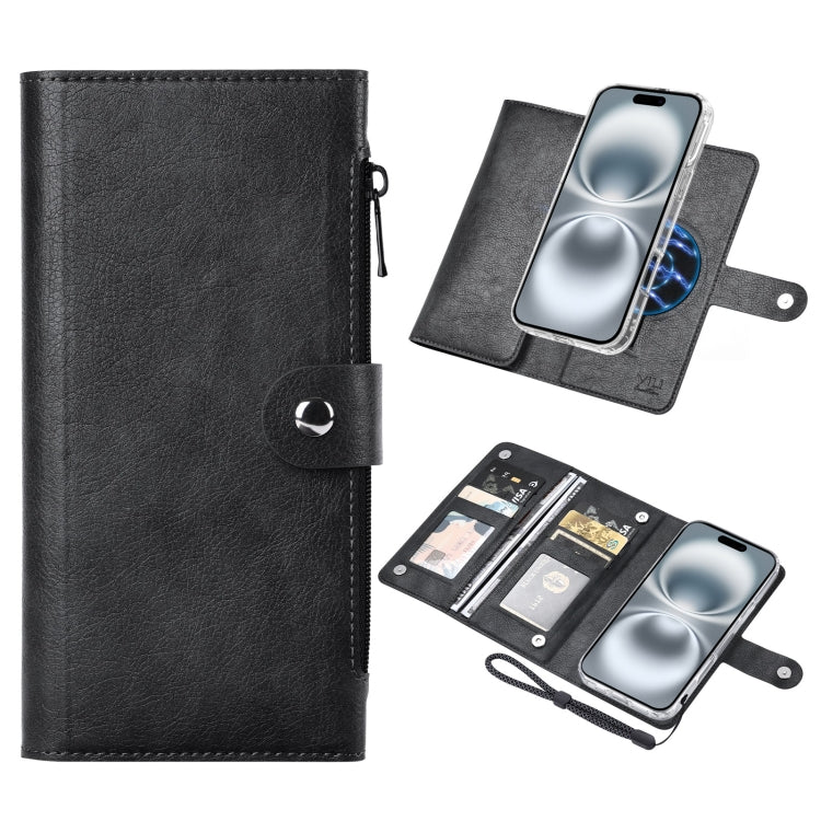 Funda de Cuero Vili Gvs-C Series para iPhone 16 Plus con Tapa Magnética Rfid Magsafe (Negra)