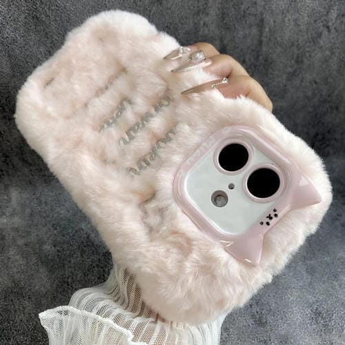 Funda de Silicona con Bordado de Felpa para iPhone 16 Plus (Rosa)