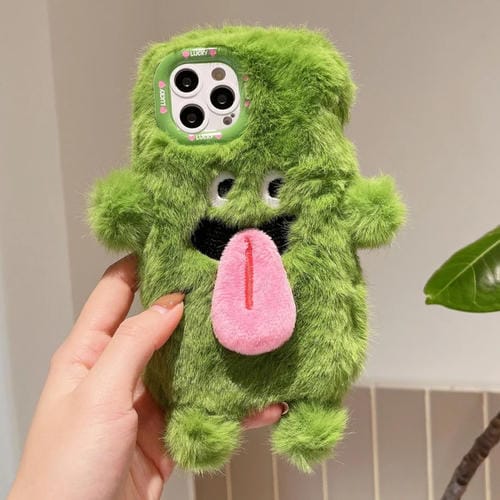 Funda de Teléfono iPhone 14 Pro Diseño Monstruo Lengua Larga Magnética 3D (Verde)