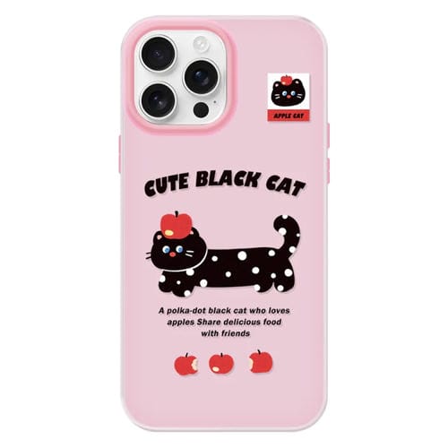 Funda híbrida TPU y PC iPhone 16 Pro Tacto Sedoso y Gelatinoso (Apple Black Cat Pink)