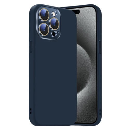 Funda de Silicona Líquida para iPhone 15 Pro Max con NanoLente (Azul Titanio)
