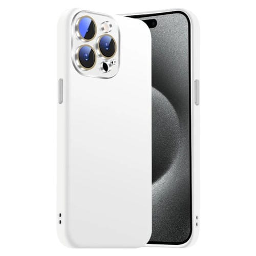 Funda de Silicona Líquida para iPhone 15 Pro con NanoLente (Blanca)
