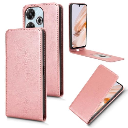 Funda de Cuero con Tapa Vertical Magnética para Redmi 13 4G/Note 13R 5G (Oro Rosa)