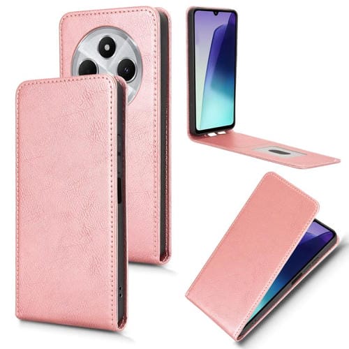 Funda de Cuero con Tapa Vertical Magnética para Redmi 14C 4G / 14R 5G (Oro Rosa)
