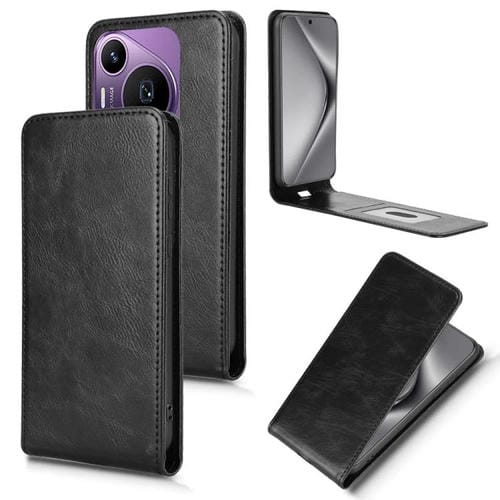 Funda de Cuero con Tapa Vertical Magnética para Huawei Pura 70 Pro 5G y 70 Pro+ 5G (Negra)