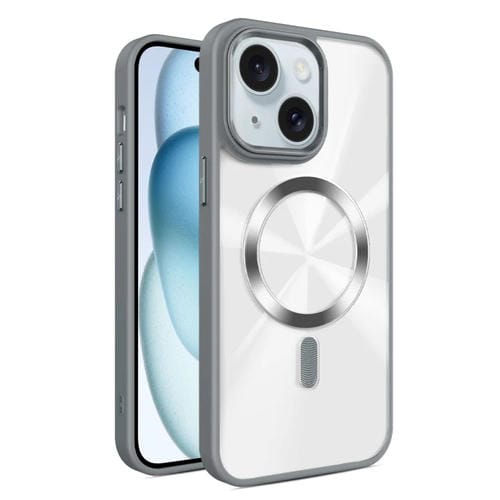 Funda para Teléfono Magsafe iPhone 15 Plus Textura Cd Brillante (Gris)