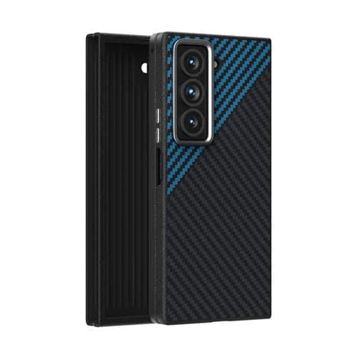 Funda para Teléfono Samsung Galaxy Z Fold Special Abeel C Carbon Fiber Series 6D Micro Relief Magsafe (Negra y Azul)