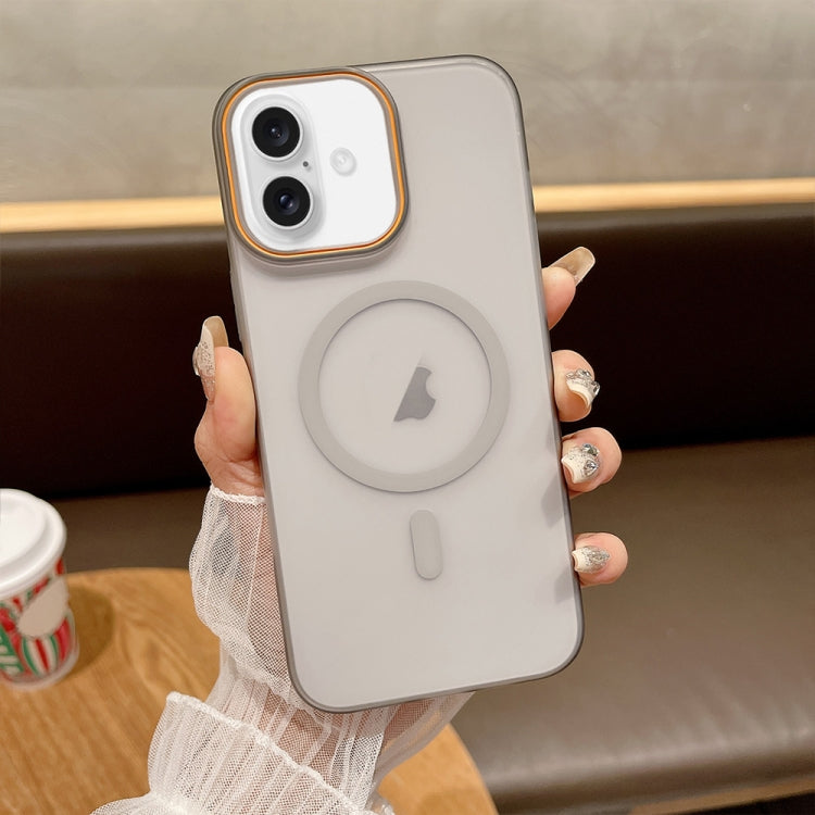 Funda para Teléfono con Imán Magsafe PC Tacto Suave y Arena para iPhone 16 (Gris Claro)