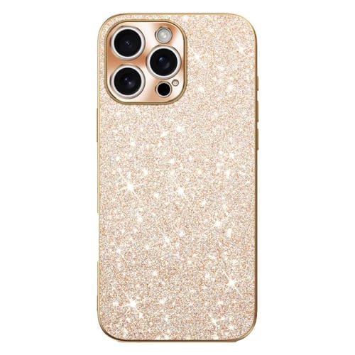 Estuche para Teléfono iPhone 16 Pro Anillo de Lente Textura Cd Diamante Estrella (Dorado)
