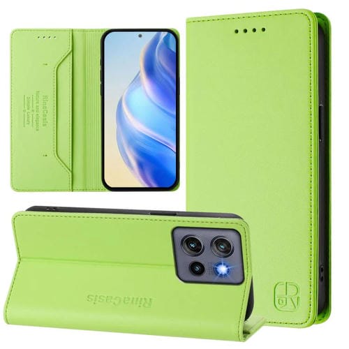 Funda de Cuero Motorola Moto G Stylus 5G 2025 Rc01 con Doble Pliegue y Succión Magnética (Verde)