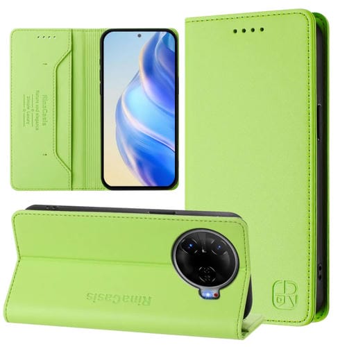 Funda de Cuero con Doble Pliegue y Succión Magnética Rfid para Tecno Camon 30 Pro 5G Rc01 (Verde)