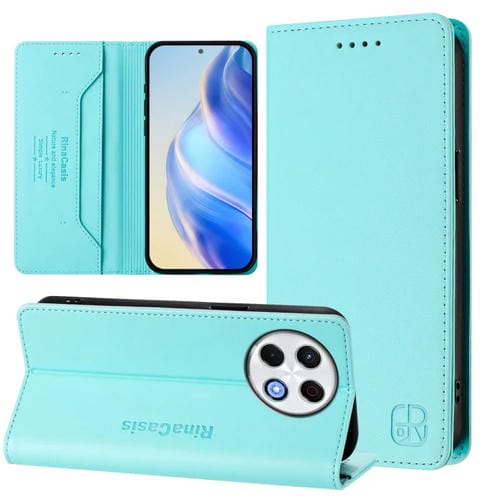 Funda de Cuero con Doble Pliegue y Succión Magnética Rfid para Tecno Spark 30 Pro 4G Rc01 (Verde Menta)