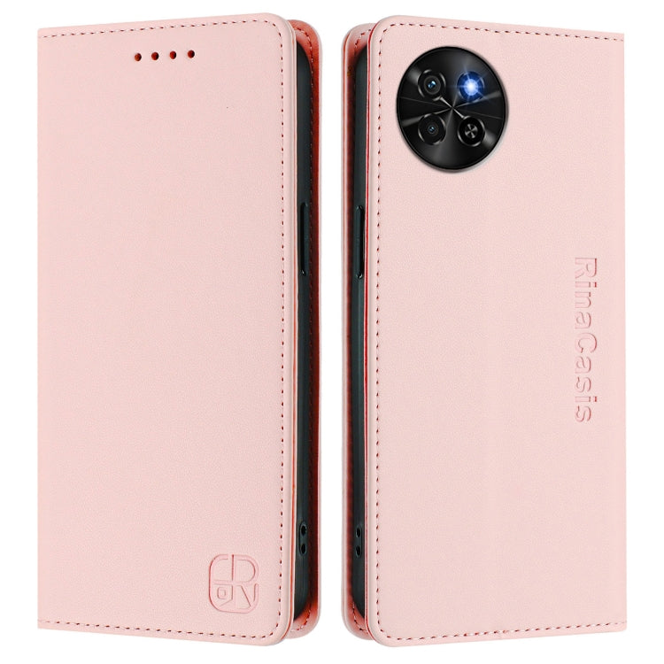 Funda de Cuero con Doble Pliegue y Succión Magnética para Itel S23/S665L Rc01 (Rosa)