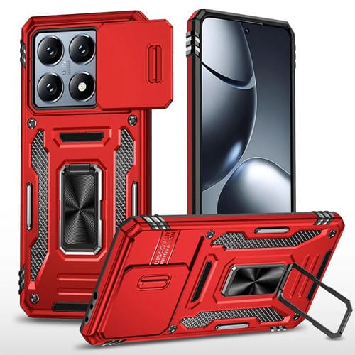 Funda Protectora Híbrida Para Cámara De Tpu Y Pc Para Xiaomi 14T (Roja)