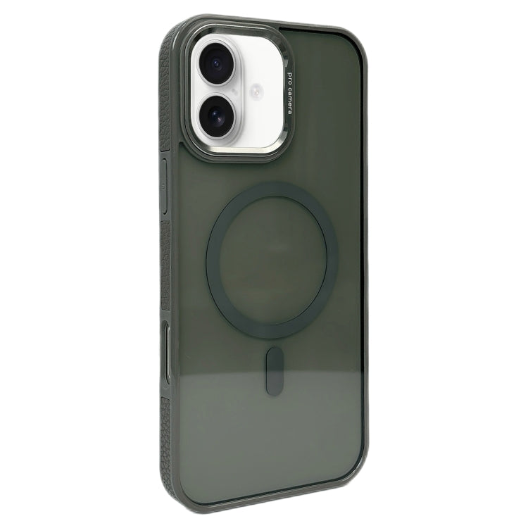 Funda para Teléfono Magsafe iPhone 16 Marco de Lente de Metal (Gris Oscuro)