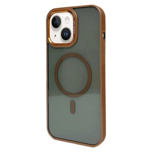 Estuche para Teléfono Magsafe con Marco de Lente de Metal para iPhone 14 Plus (Dorado)