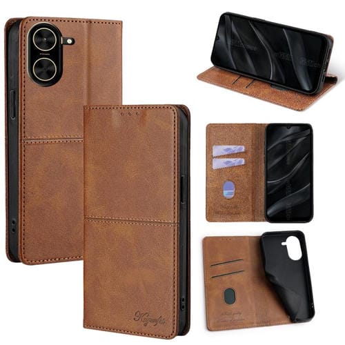 Funda magnética de cuero con textura de vaca para Redmi A5 4G (171,7 mm) (marrón claro)