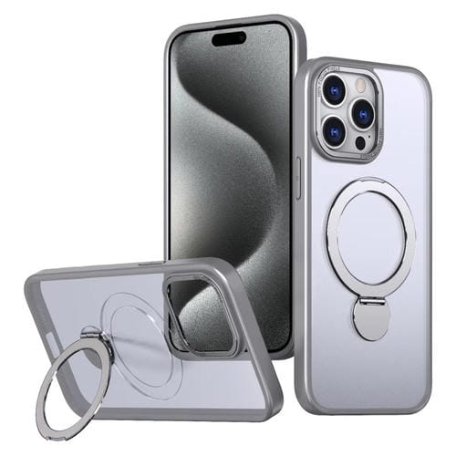 Estuche para Teléfono Wing Series Gen2 con Soporte de Anillo de Metal Magsafe para iPhone 15 Pro (Gris Titanio)
