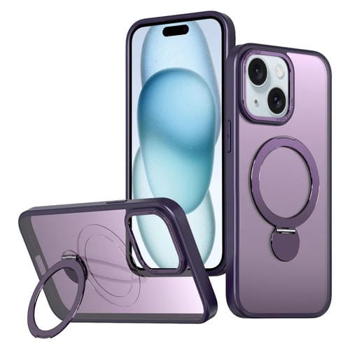 Funda para Teléfono Wing Series Gen2 con Soporte de Anillo de Metal Magsafe para iPhone 15 Plus (Morado Oscuro)