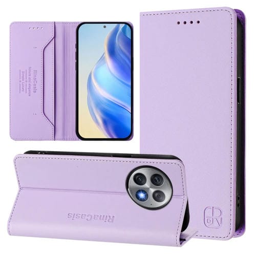 Funda de Cuero con Doble Pliegue y Succión Magnética para OnePlus Ace 2 Pro Rc01 (Morado Claro)