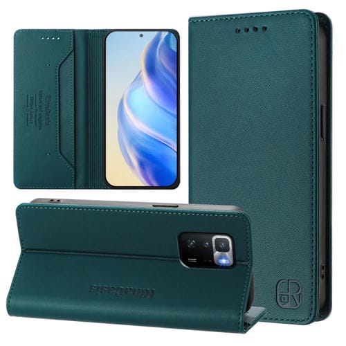 Funda de Cuero con Doble Pliegue y Succión Magnética Rfid para Xiaomi Poco X3 Gt Rc01 (Verde Oscuro)