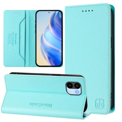 Funda de Cuero con Doble Pliegue y Succión Magnética Rfid para Redmi A1 4G Global / A2 4G Rc01 (Verde Menta)