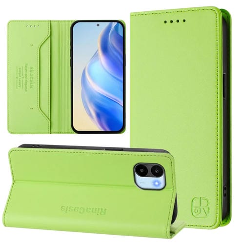 Funda de Cuero con Doble Pliegue y Succión Magnética Rfid para Redmi A1 4G Global / A2 4G Rc01 (Verde Hierba)