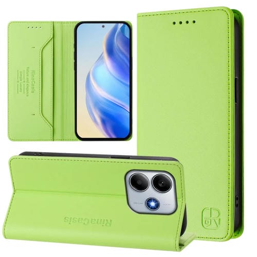 Funda de Cuero con Doble Pliegue y Succión Magnética para Redmi Note 14 5G Rc01 (Verde Hierba)