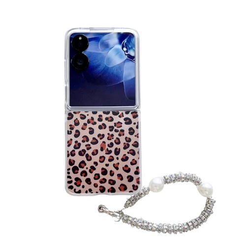 Funda para Teléfono con Diseño de Leopardo y Plumas para Xiaomi Mix Flip Integrada con Pulsera (Marrón)