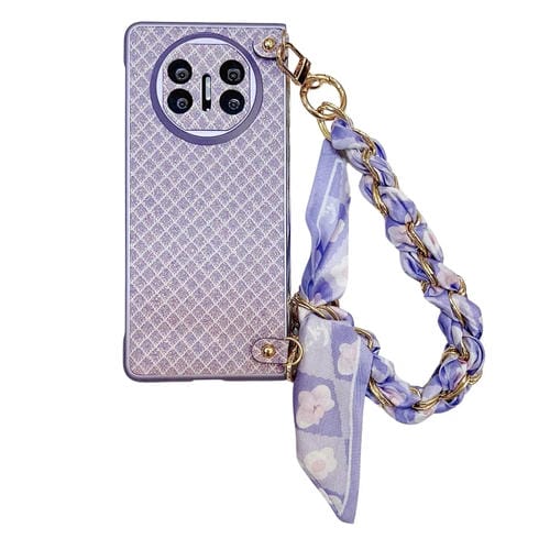 Funda para Teléfono Huawei Mate X3/X5 con Diseño de Rombos y Diamantes Brillantes y Pulsera de Seda (Morado)
