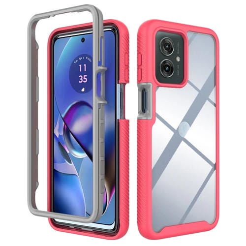 Funda para Teléfono Motorola Moto G55 de PC y TPU Transparente a Prueba de Golpes con Diseño Cielo Estrellado (Rosa)